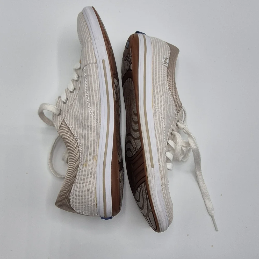 Keds Striped Canvas Sneakers in Beige
